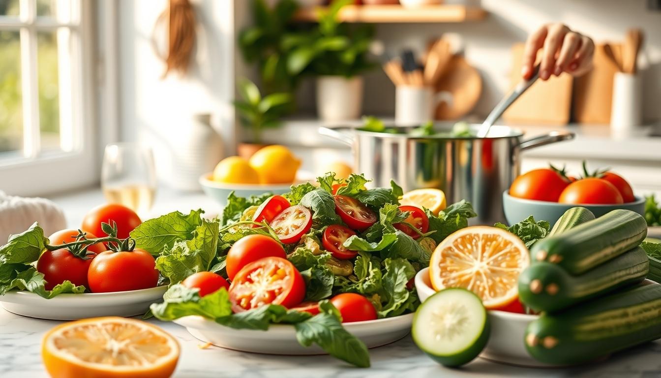 Measured baking ingredients prepared on a counter